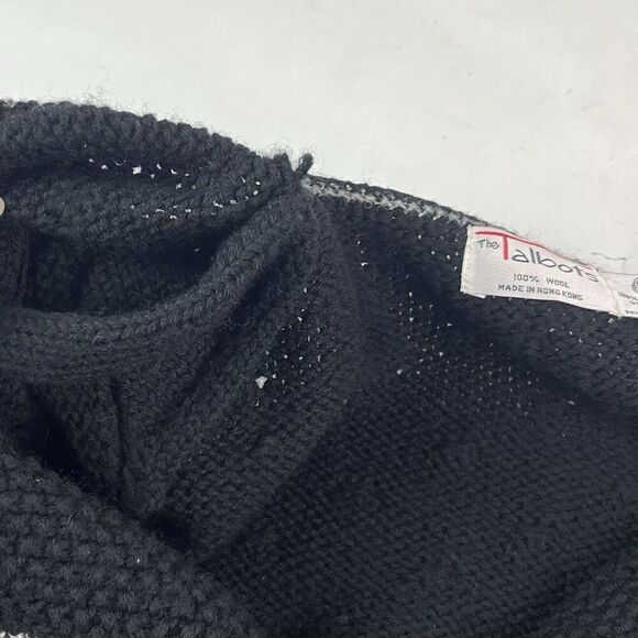 Talbots vintage Wool Cardigan Sweater M Black Y2K 80s Preppy Grandma Capsule - Picture 13 of 15